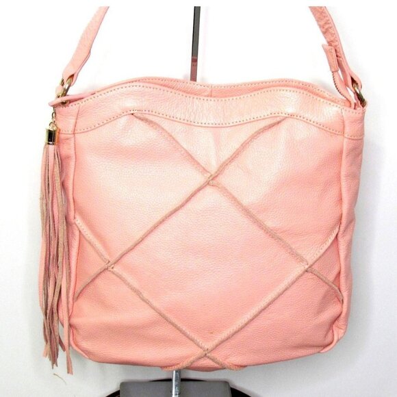 Nyla Noor Leather Soho Bucket Handbag Purse Tassel - Picture 2 of 12